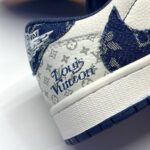 کفش نایک ایر جردن وان لو تراویس اسکات لویی ویتون کرم آبی  Nike Air Jordan 1 Low Travis Scott Louis Vuitton Cream Blue - تصویر 6