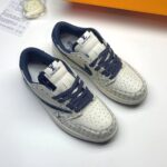 کفش نایک ایر جردن وان لو تراویس اسکات لویی ویتون کرم آبی  Nike Air Jordan 1 Low Travis Scott Louis Vuitton Cream Blue - تصویر 8