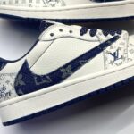 کفش نایک ایر جردن وان لو تراویس اسکات لویی ویتون کرم آبی  Nike Air Jordan 1 Low Travis Scott Louis Vuitton Cream Blue - تصویر 7