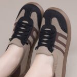 کفش طبی زنانه بژ بافتنی لوفر راحتی سبک - تصویر 3